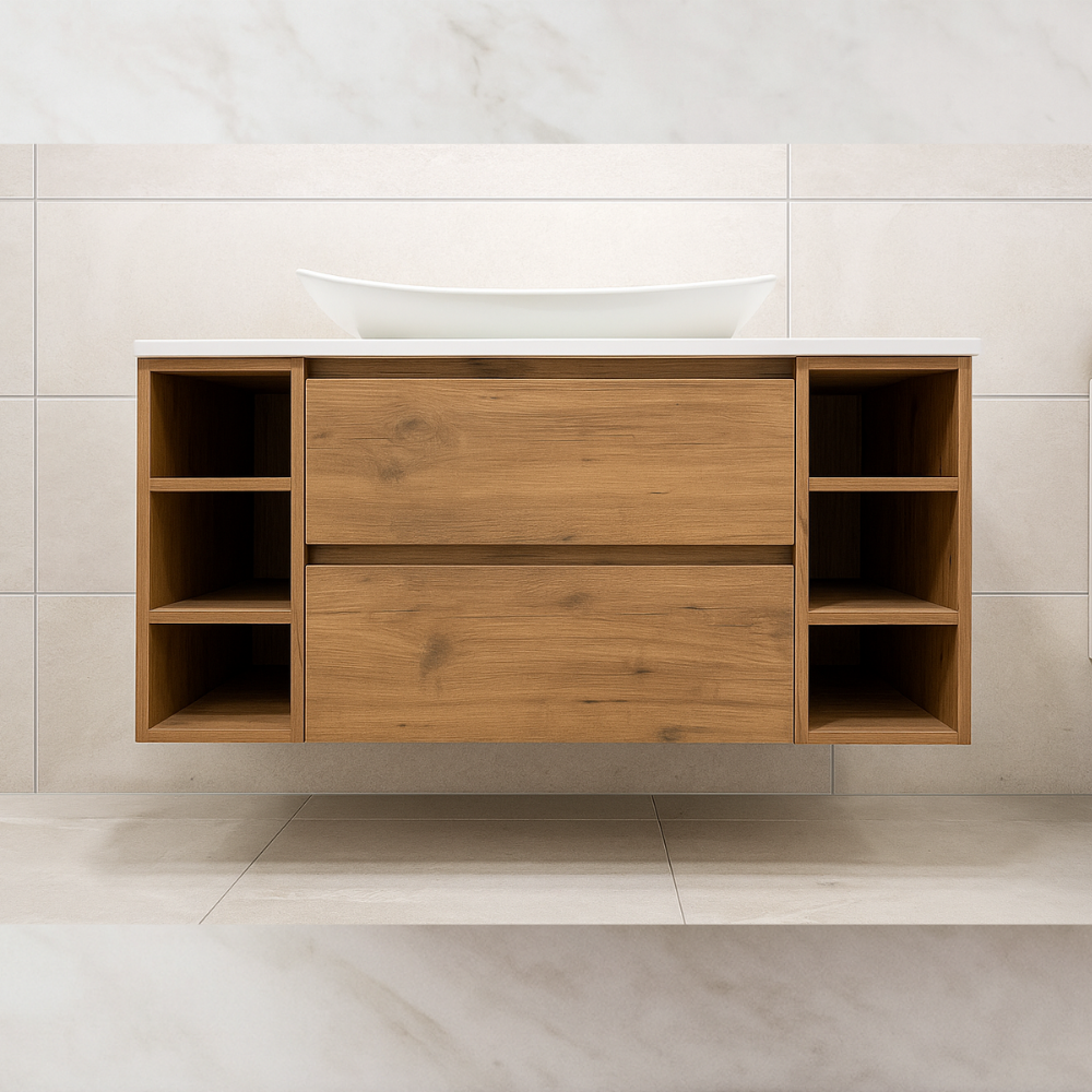 1200mm Wall Hung Vanity with 2 Drawers and Open Shelves LDL1246